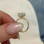 3.0 CT Pear Cut Moissanite Hidden Halo Style Engagement Ring