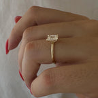 1.0 CT Emerald Cut Moissanite Solitaire Style Engagement Ring