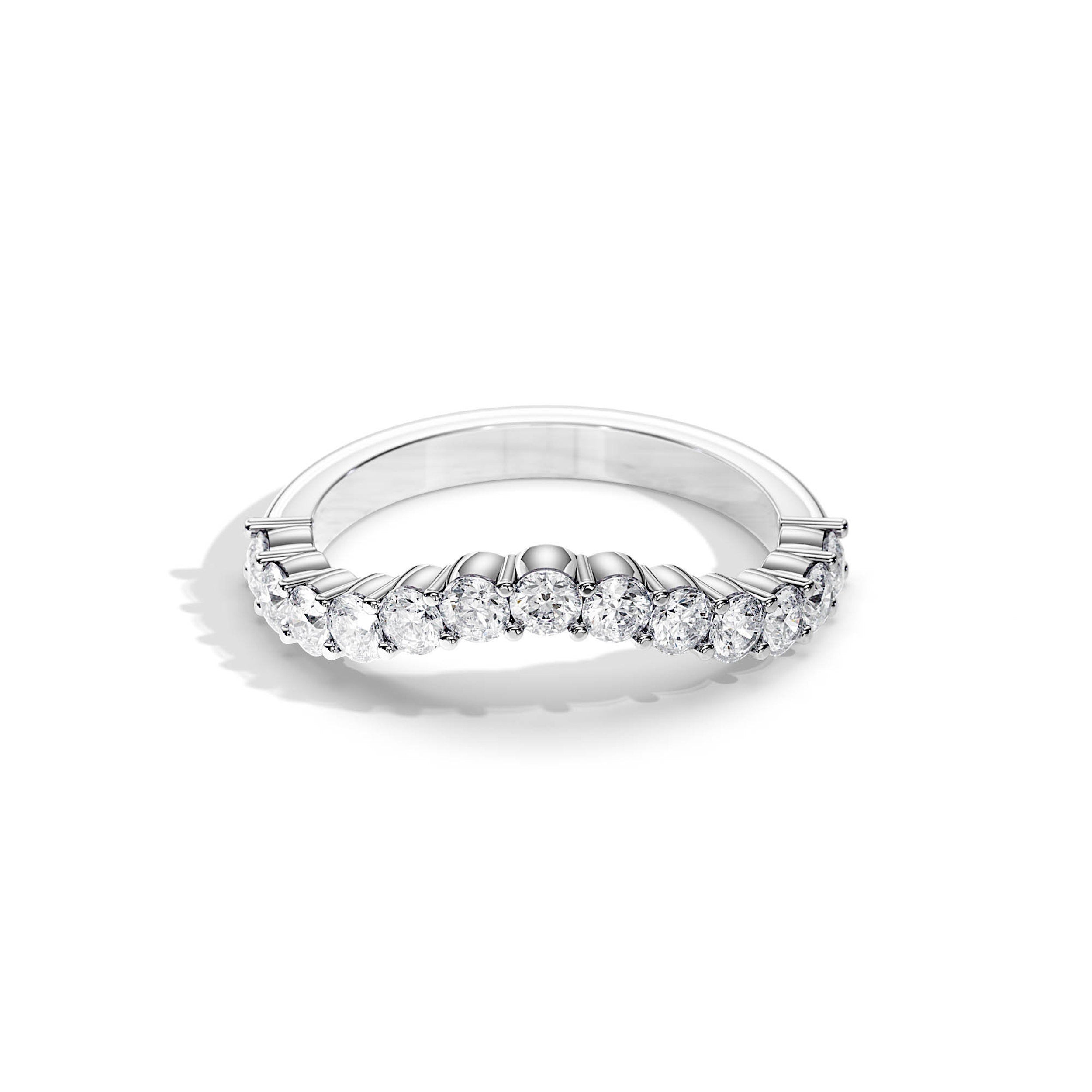 0.8 TCW Round Moissanite Curved Wedding Band Main image