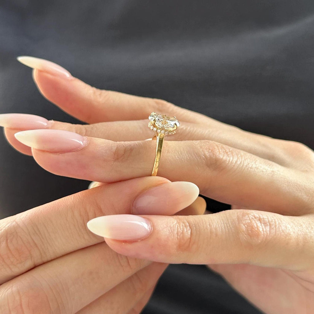 2.0 CT Oval Cut Moissanite Hidden Halo Style Engagement Ring