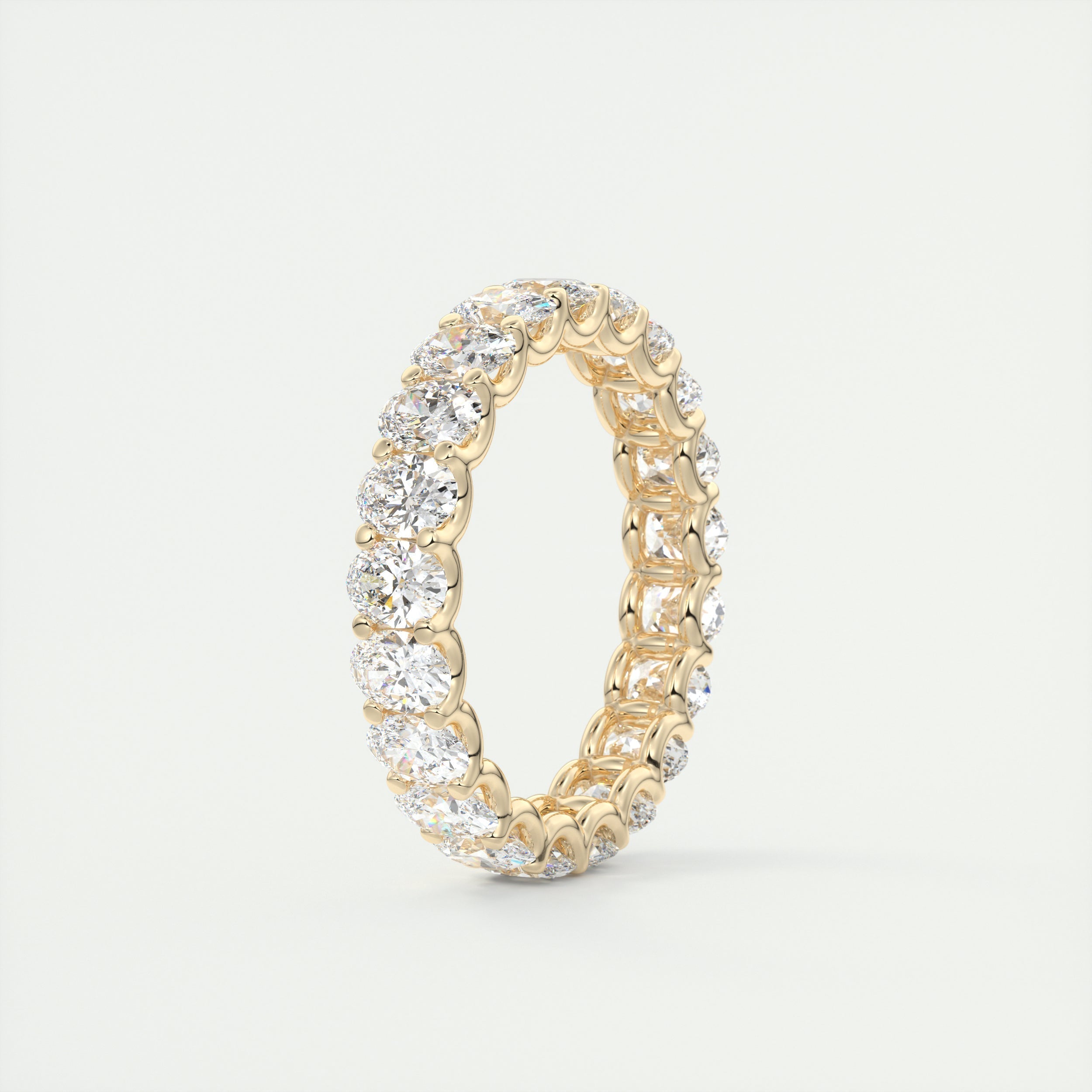 4.0CT Oval Cut Moissanite Full Eternity Prong Unique Wedding Band