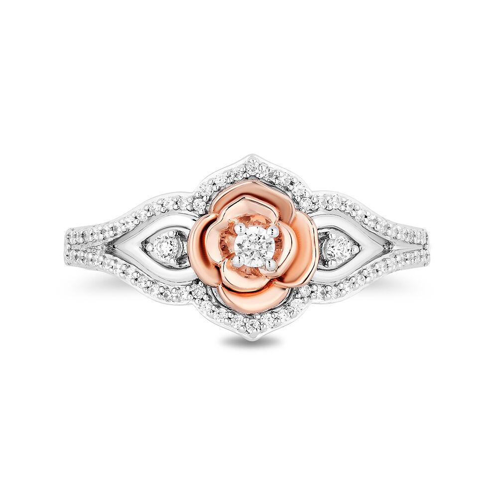 Diamond "Belle" Rose Ring in Sterling Silver & 10K Rose Gold