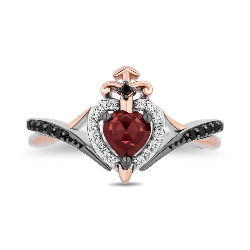 Evil Queen Diamond and Garnet Ring in Sterling Silver and 10K Rose rings