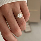 2.0 CT- 3.0 CT Emerald Cut Moissanite Cluster Style Engagement Ring