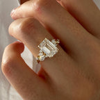 2.0 CT Emerald Cut Moissanite Vintage Style Engagement Ring