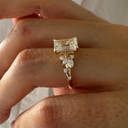 2.0 CT Emerald Cut Moissanite Vintage Style Engagement Ring