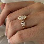 2.0 CT Marquise Cut Moissanite Cluster Style Engagement Ring