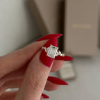 2.0 CT- 3.0 CT Emerald Cut Moissanite Cluster Style Engagement Ring