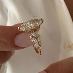 2.0 CT Marquise Cut Moissanite Cluster Style Engagement Ring