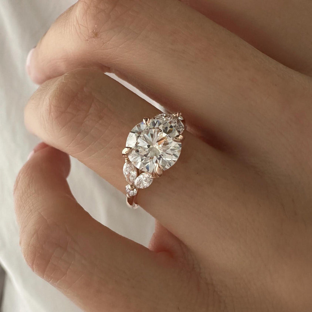 2.0 CT Round Brilliant Cut Moissanite Cluster Style Engagement Ring