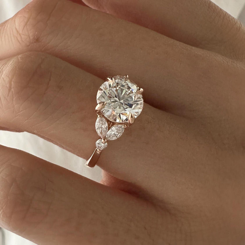 2.0 CT Round Brilliant Cut Moissanite Cluster Style Engagement Ring