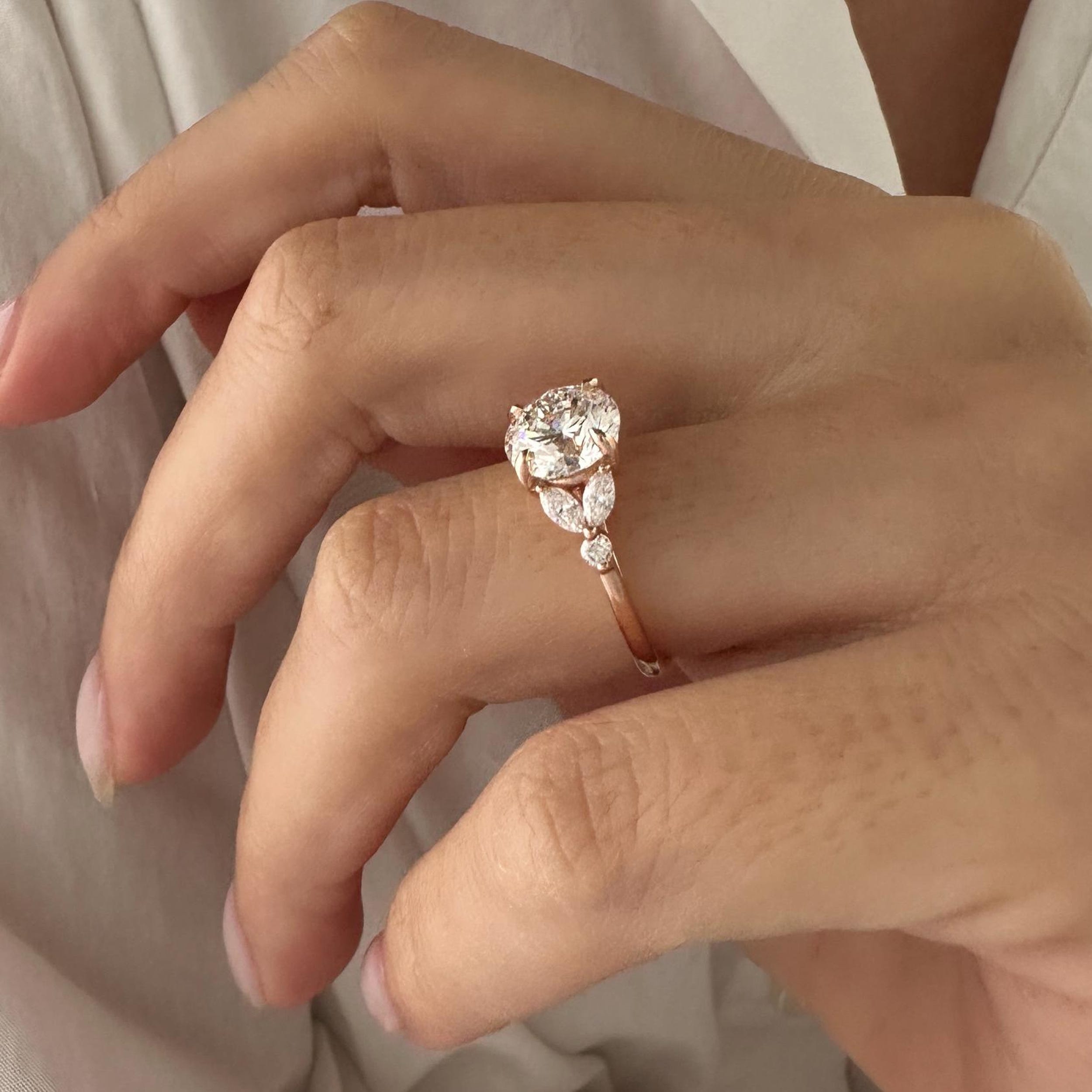 2.0 CT Round Brilliant Cut Moissanite Cluster Style Engagement Ring