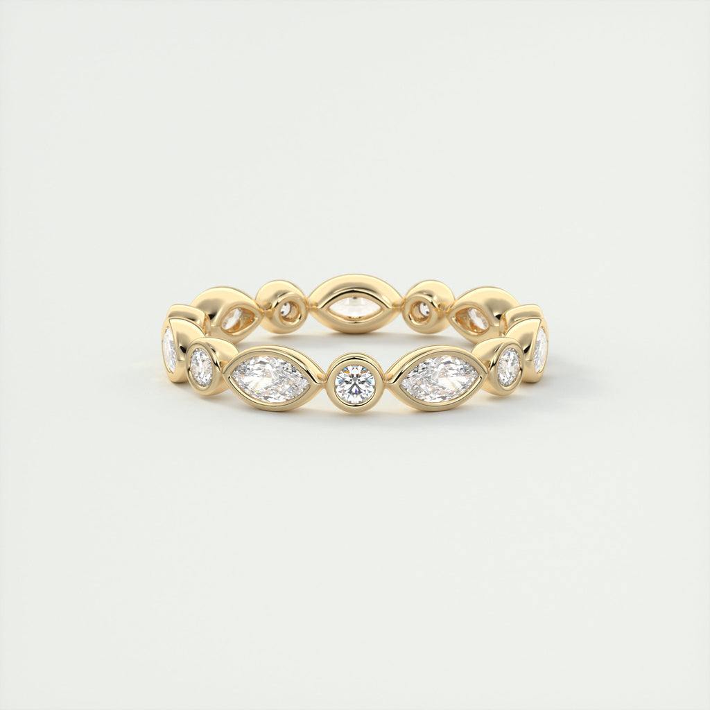 1.30CT Marquis & Round Cut Bezel Full Eternity Wedding Band
