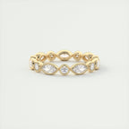 1.30CT Marquis & Round Cut Bezel Full Eternity Wedding Band