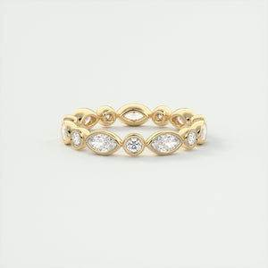 1.30CT Marquis & Round Cut Bezel Full Eternity Wedding Band