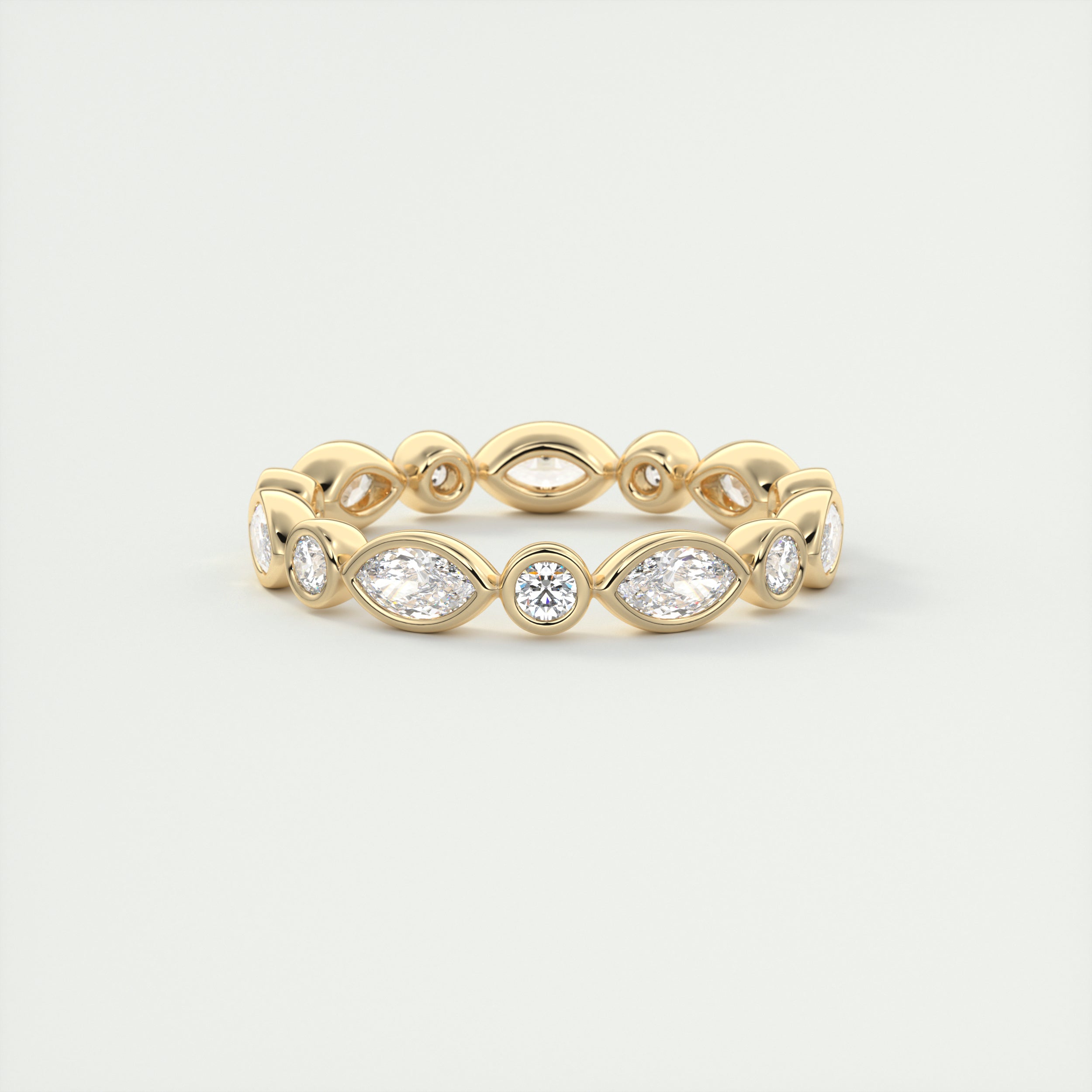 1.30CT Marquis & Round Cut Bezel Full Eternity Wedding Band