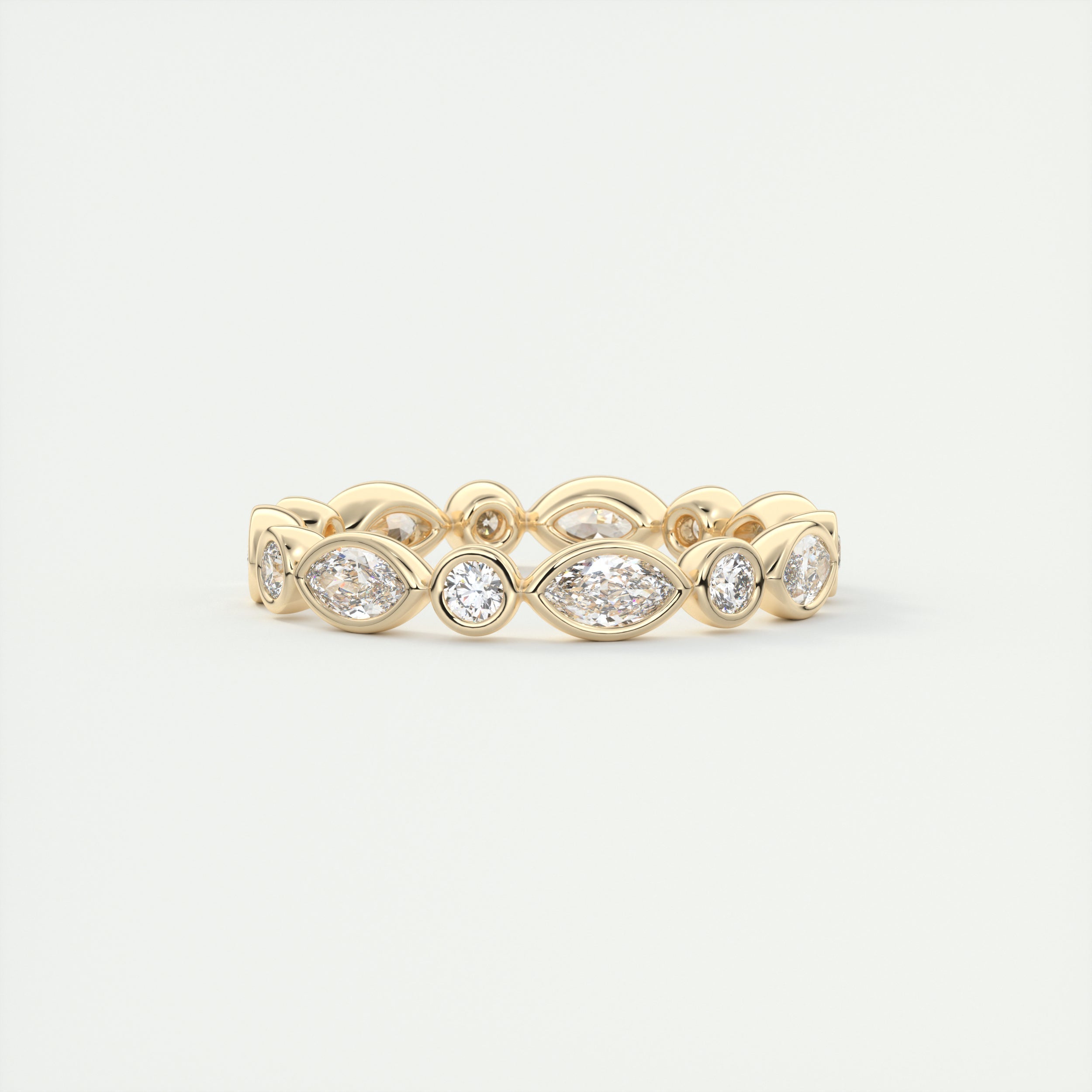 1.30CT Marquis & Round Cut Bezel Full Eternity Wedding Band