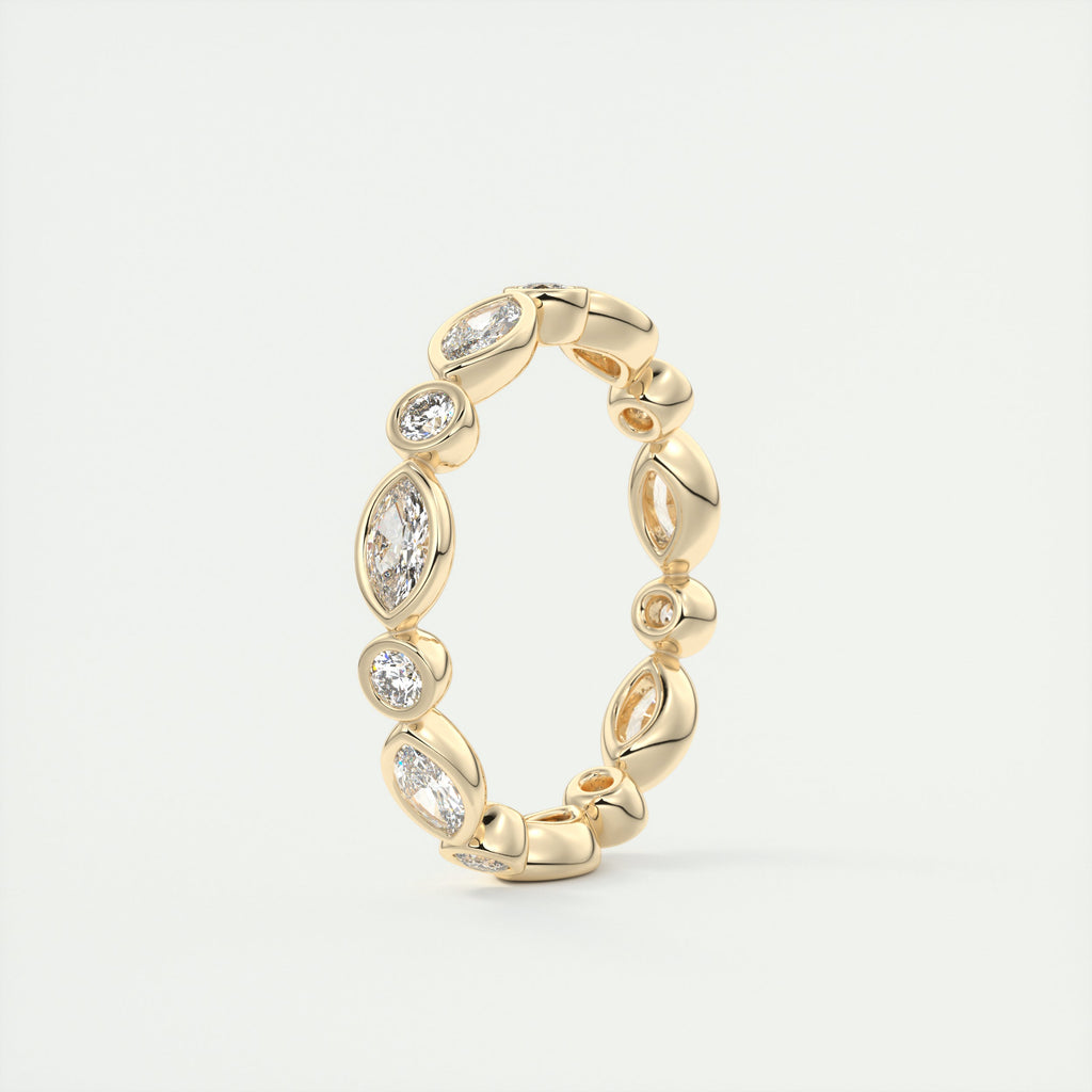 1.30CT Marquis & Round Cut Bezel Full Eternity Wedding Band