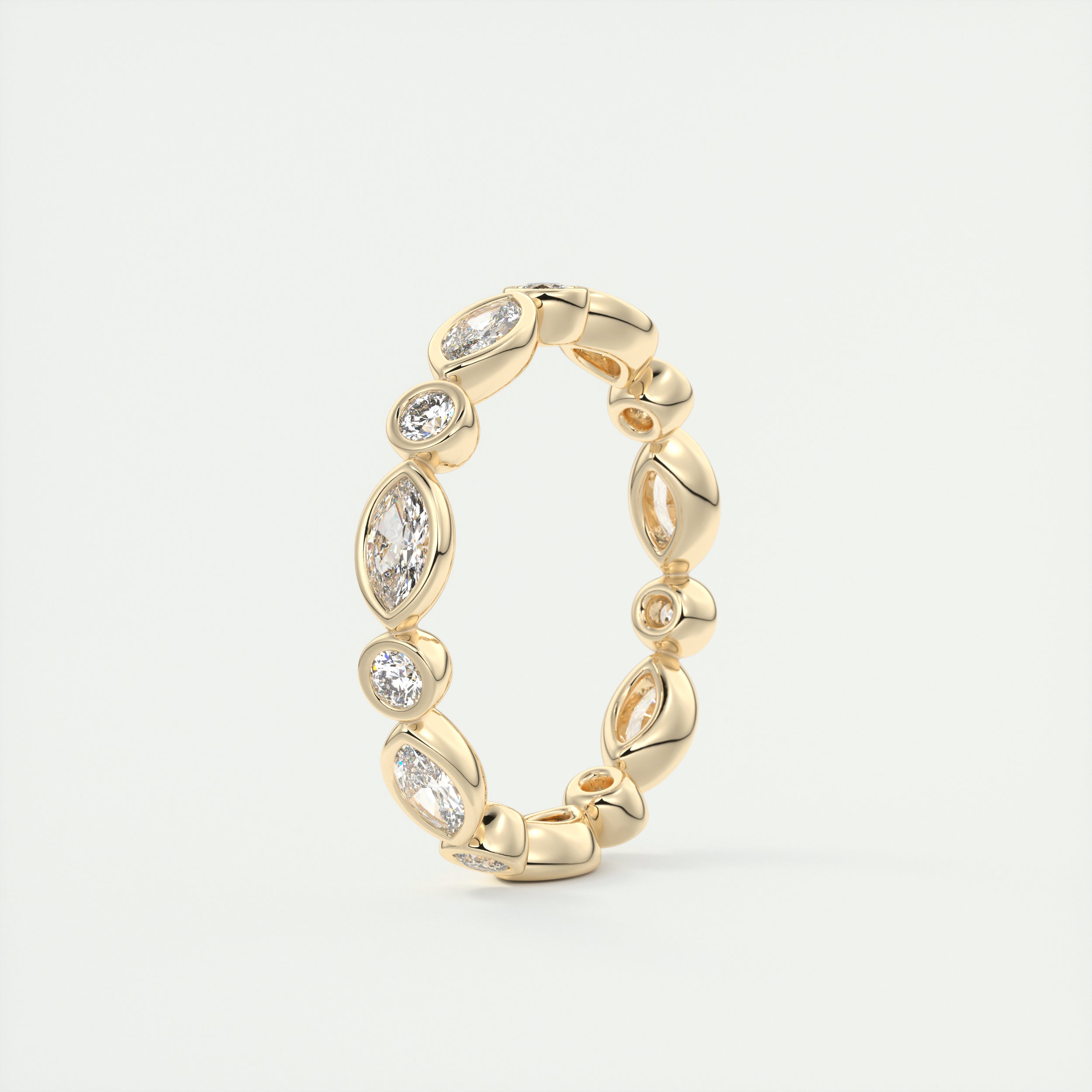 1.30CT Marquis & Round Cut Bezel Full Eternity Wedding Band