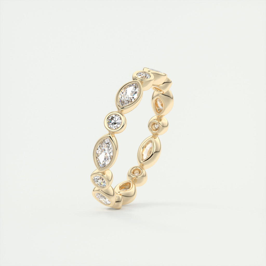 1.30CT Marquis & Round Cut Bezel Full Eternity Wedding Band