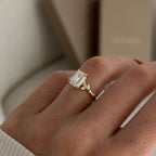 2.0 CT- 3.0 CT Emerald Cut Moissanite Cluster Style Engagement Ring