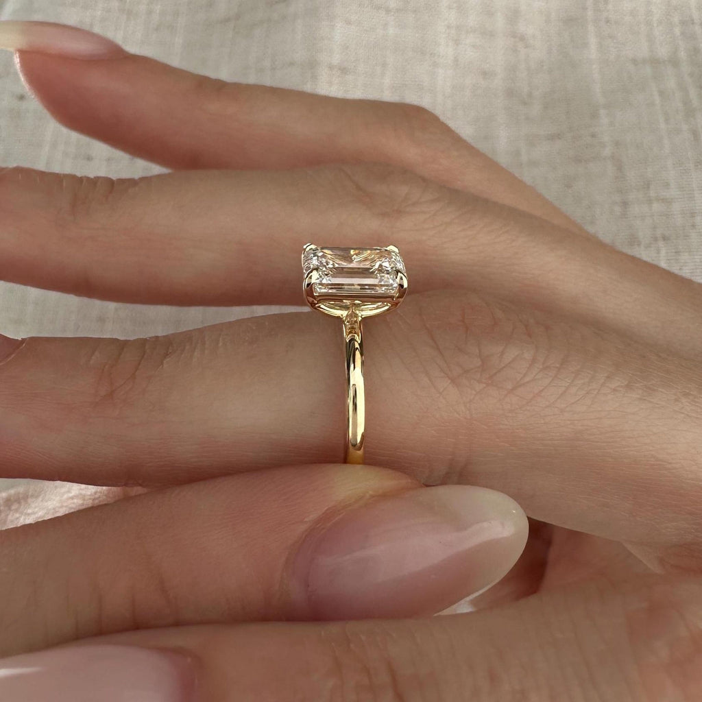 2.0 CT Emerald Cut Moissanite Solitaire Style Engagement Ring