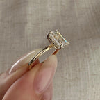 2.0 CT Emerald Cut Moissanite Solitaire Style Engagement Ring