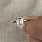 2.0 CT Emerald Cut Moissanite Solitaire Style Engagement Ring
