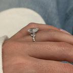 2.0 CT Pear Cut Moissanite Cluster Style Engagement Ring