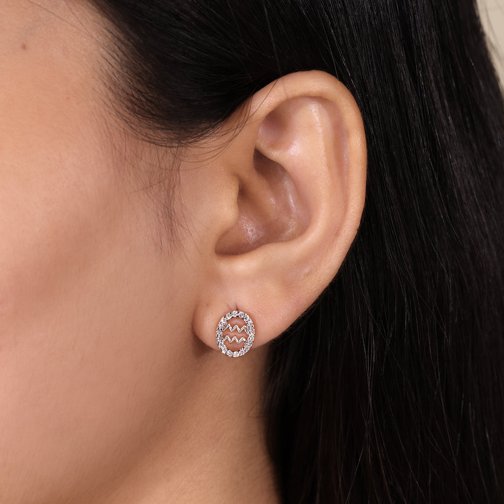 Aquarius Earrings in Stud Halo Style