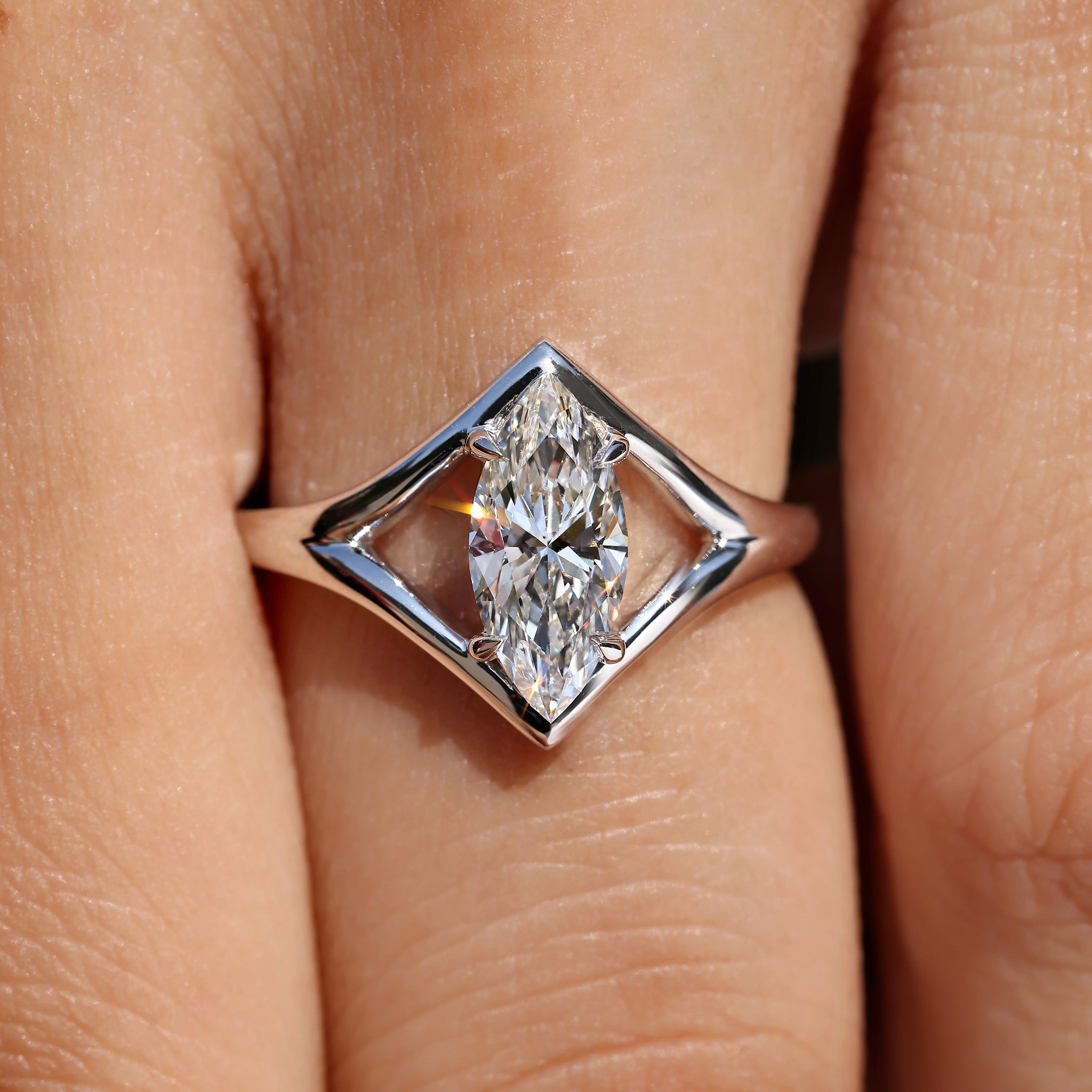 Marquise Diamond Ring in Solitaire Style