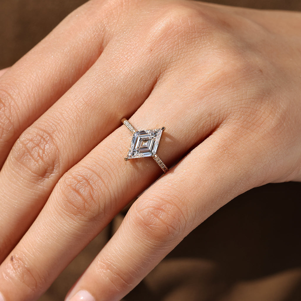 Lozenge Cut Diamond Ring in Secure Compass Prong Setting