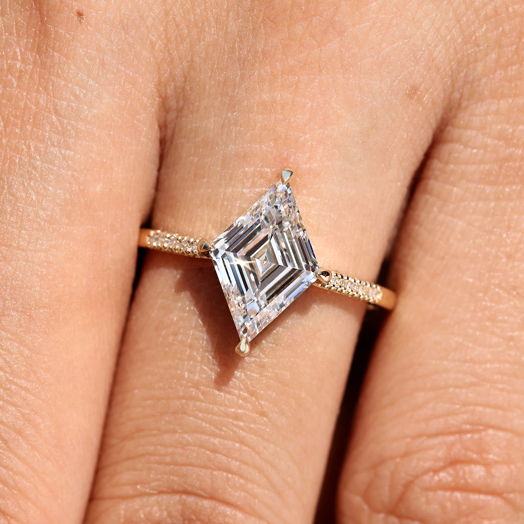 Lozenge Cut Diamond Ring in Secure Compass Prong Setting