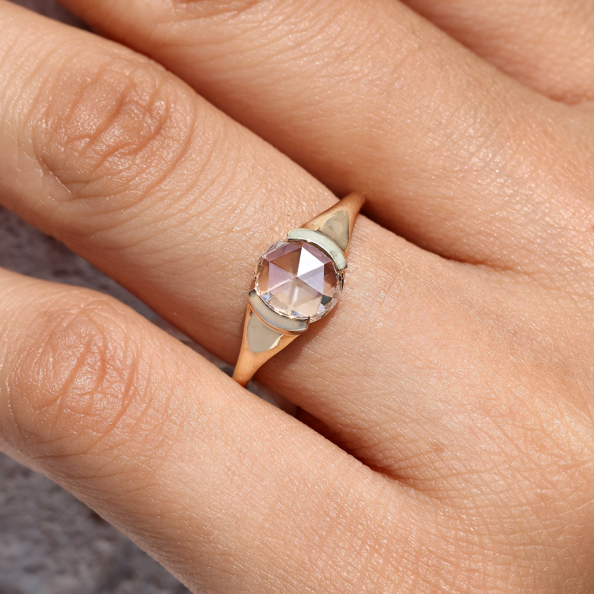 Round Rose Cut Solitaire Diamond Engagement Ring Secondary image