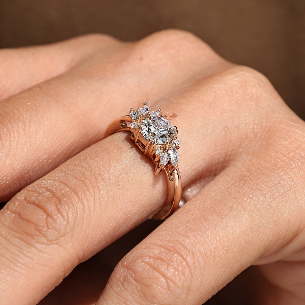 Cluster Setting Round Diamond Engagement Ring