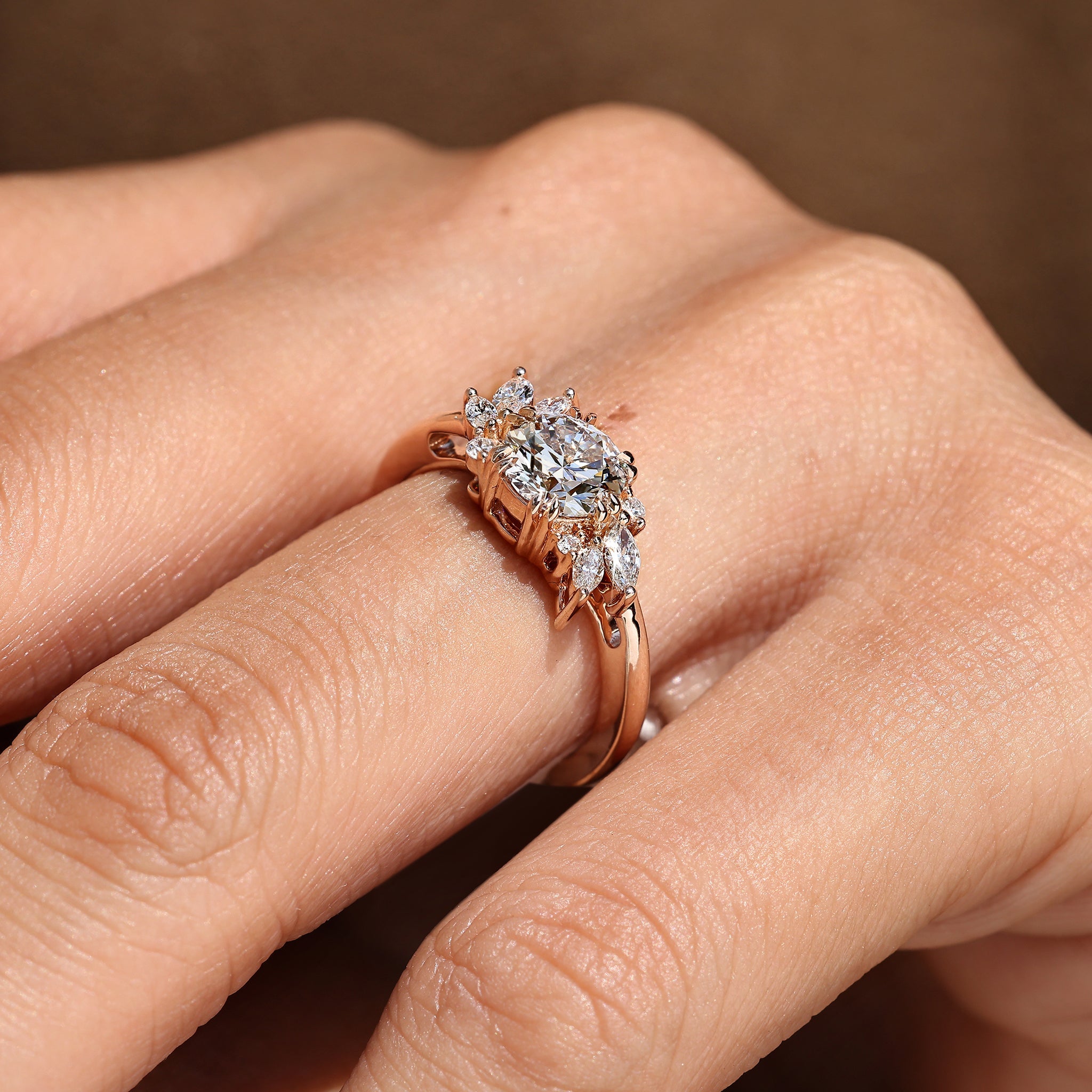 Cluster Setting Round Diamond Engagement Ring