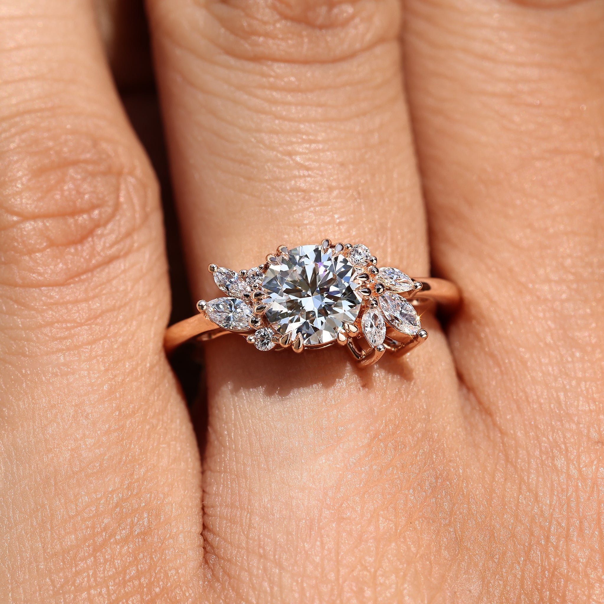 Cluster Setting Round Diamond Engagement Ring