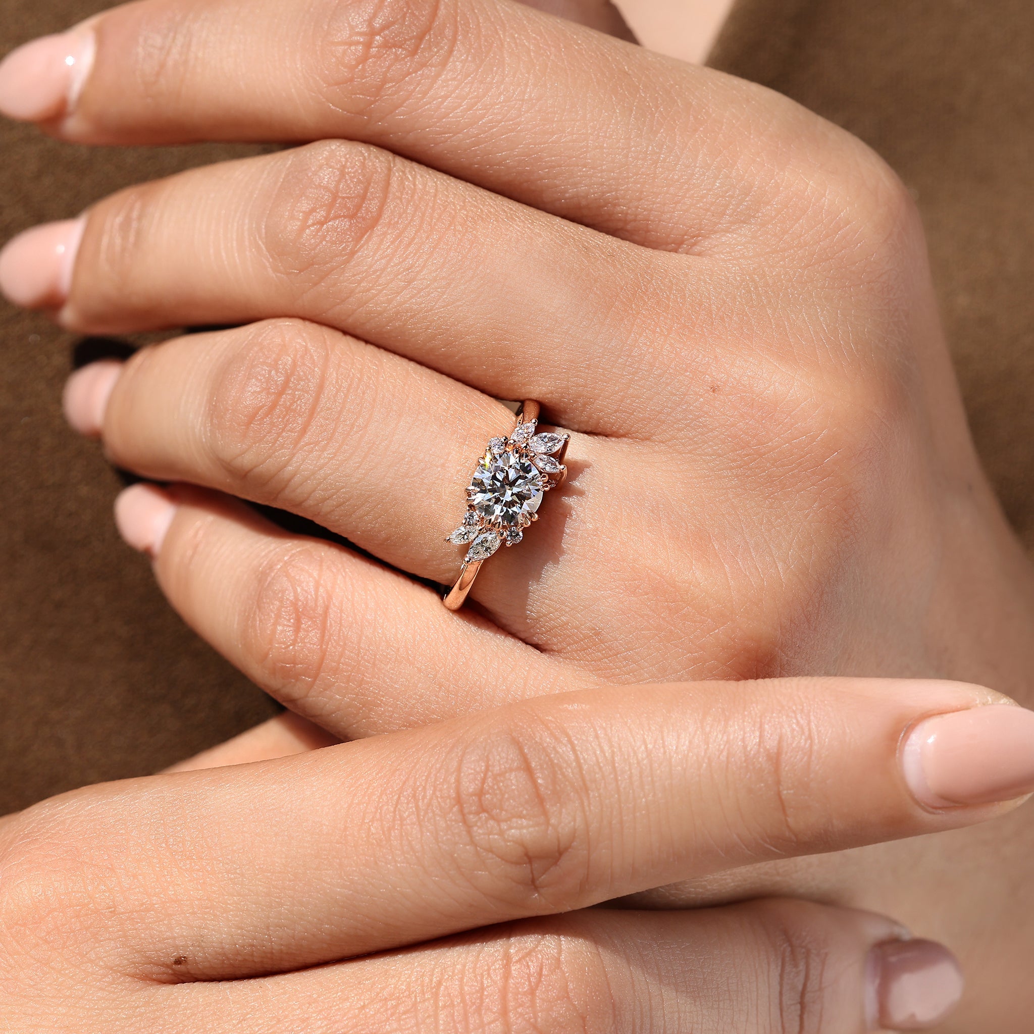 Cluster Setting Round Diamond Engagement Ring