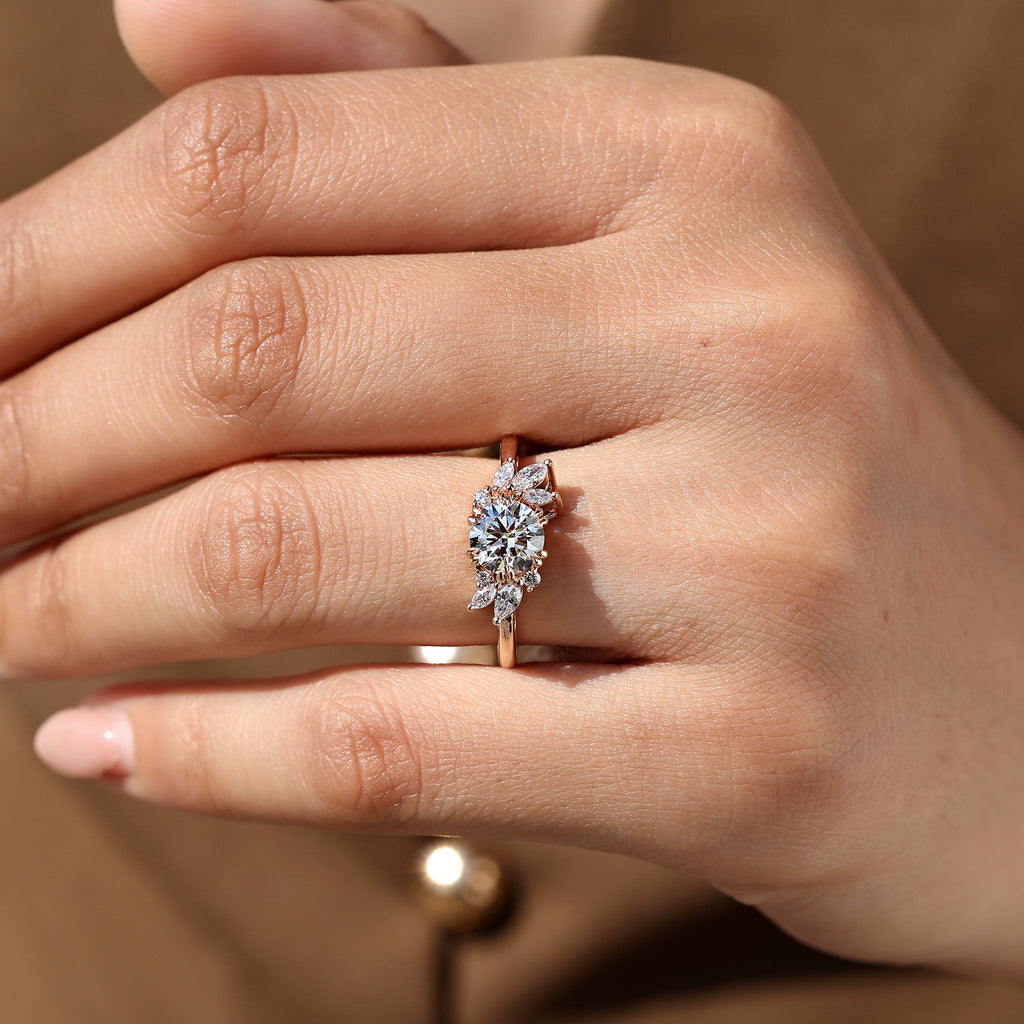 Cluster Setting Round Diamond Engagement Ring