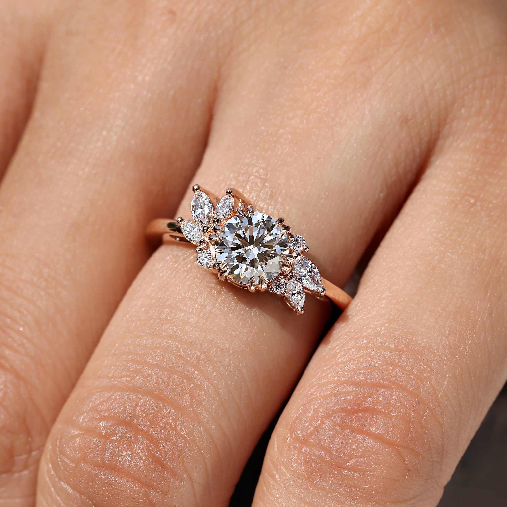 Cluster Setting Round Diamond Engagement Ring