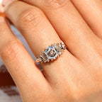 Hexagon Step Cut Vintage Diamond Engagement Ring