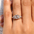Hexagon Step Cut Vintage Diamond Engagement Ring