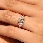 Hexagon Step Cut Vintage Diamond Engagement Ring