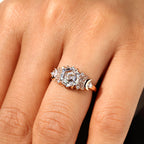 Hexagon Step Cut Vintage Diamond Engagement Ring
