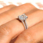 Radiant Cut Diamond Engagement Ring With Hidden Halo Style