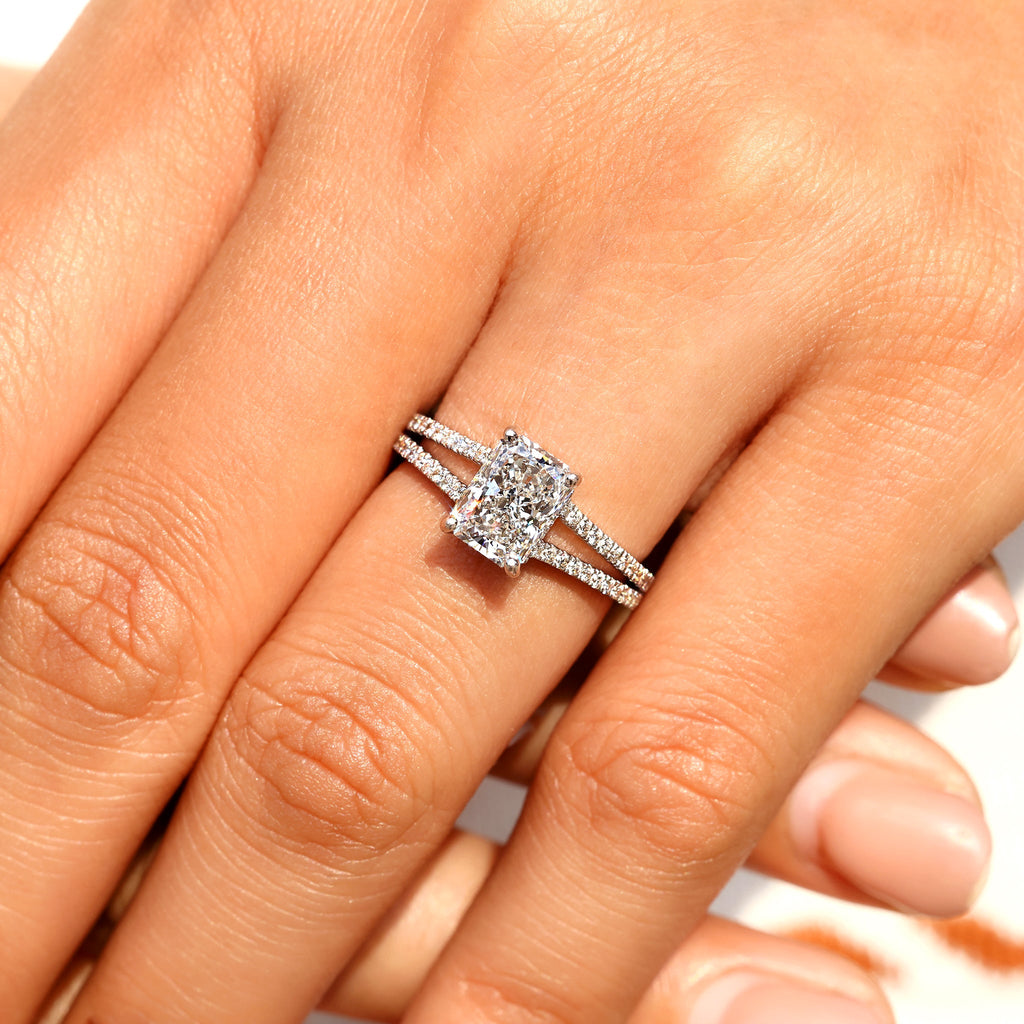 Radiant Cut Diamond Engagement Ring With Hidden Halo Style