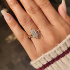 Dutch Marquise Solitaire Ring with Wedding Band in Curved Style