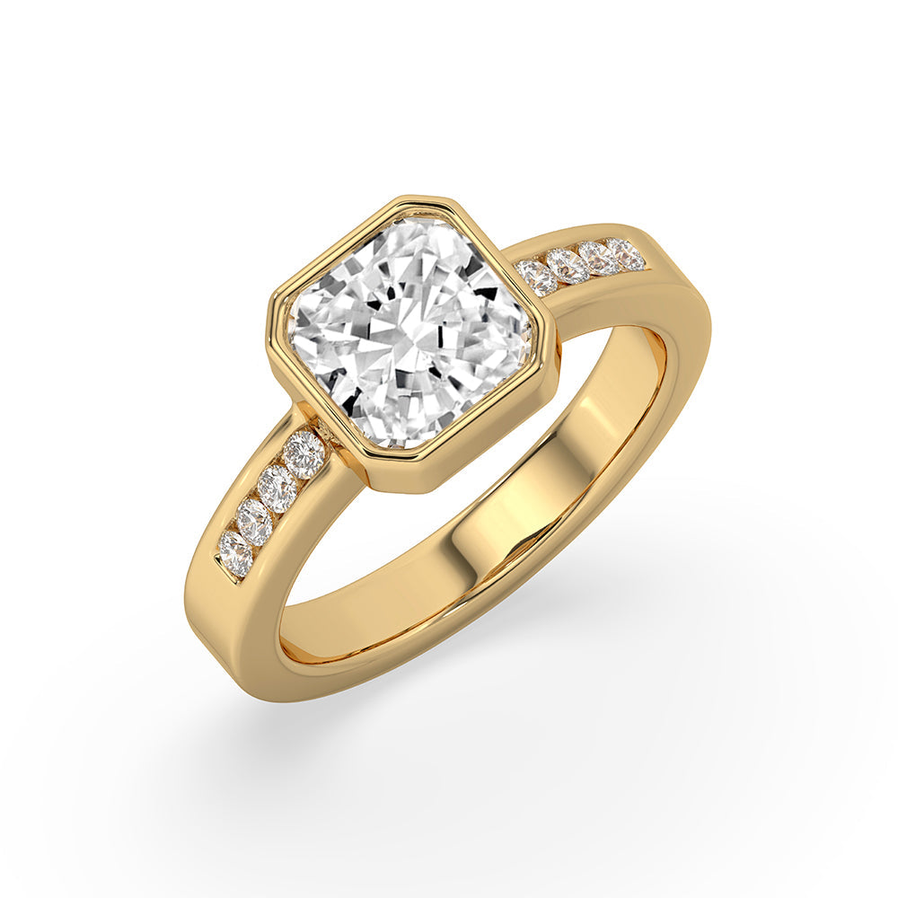 Radiant Cut Diamond Engagement Ring In Bezel Setting Secondary image