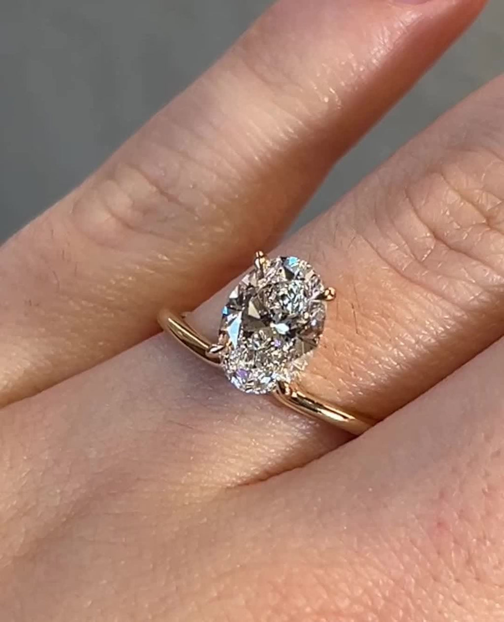 1.0 -3.0 CT Oval Cut Lab Grown Diamond Solitaire Engagement Ring