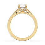 Round Cut Diamond Cathedral Engagement Ring